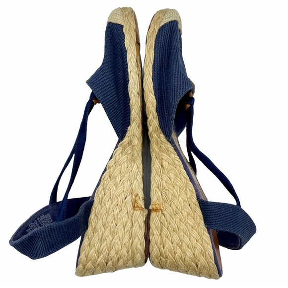 Lauren Ralph Womens 9.5B Espadrille Wedge Navy Blue Sandal Close Toe Sling Back - Picture 3 of 9